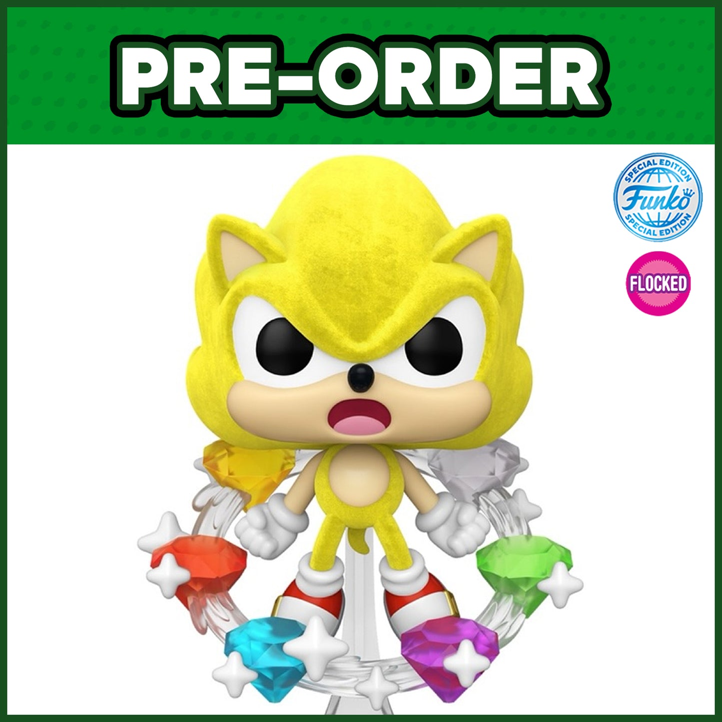 (PRE-ORDER) Funko POP! Plus: Sonic the Hedgehog - Super Sonic with Emeralds FLOCKED #1059 (FSE)